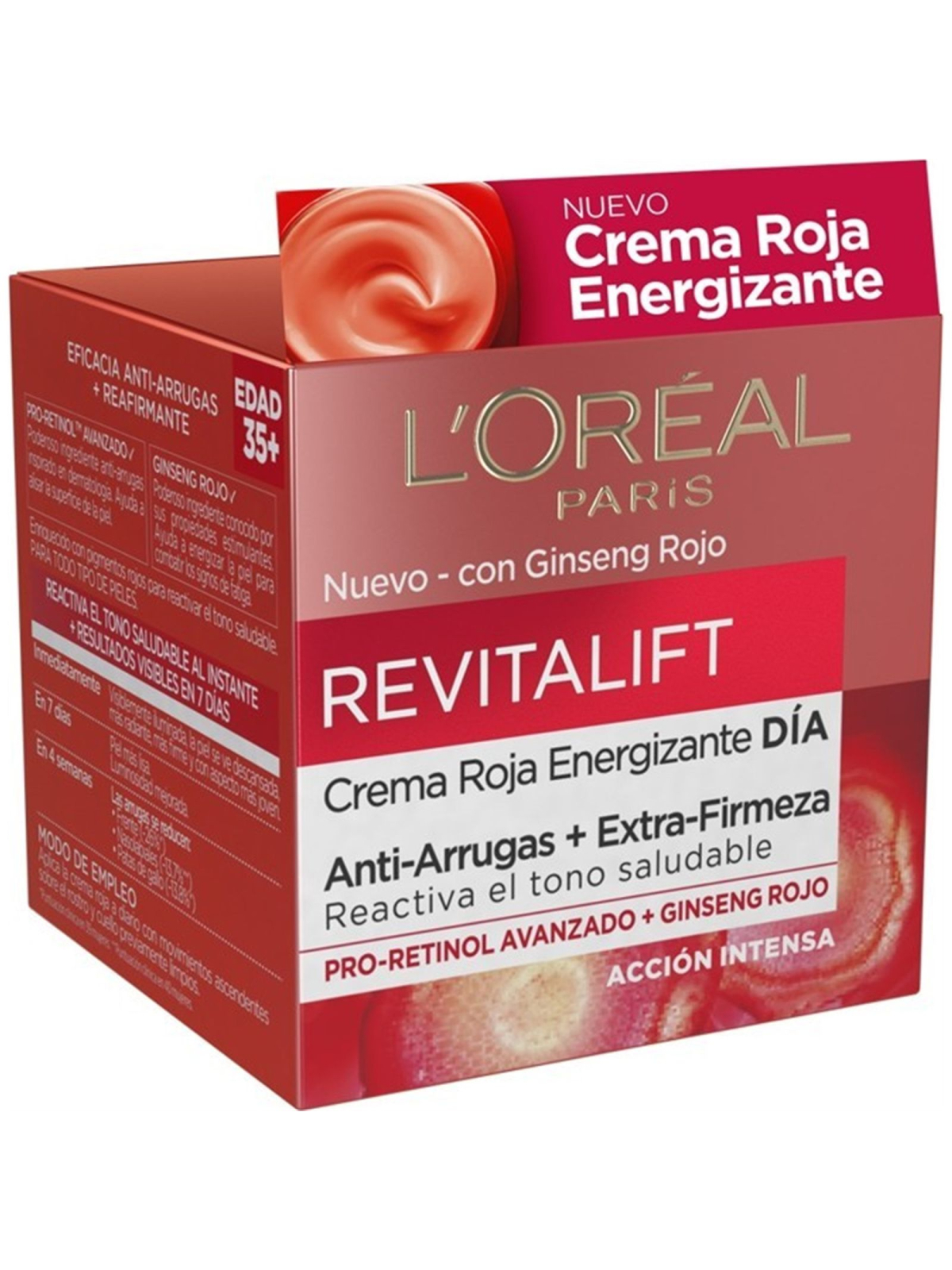 Crema Roja Energizante Día con Ginseng Rojo Revitalift L'Oréal Paris